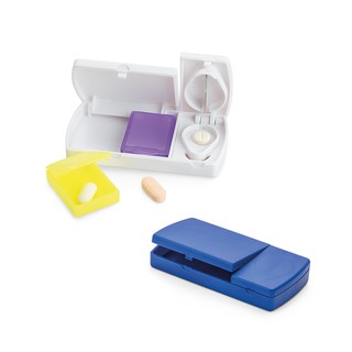 Kit de porta comprimidos remédios em caixa com cortador divisor de comprimido