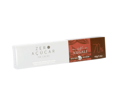 Tablete Chocolate Amargo Zero Açúcar 70% 40g Nugali - UN