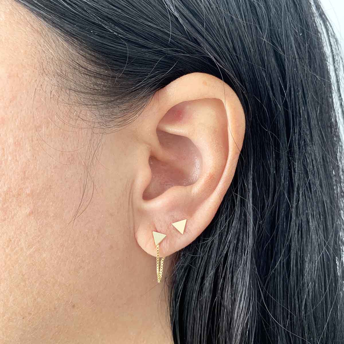 Kit de Brinco Banhado a Ouro 18K Placa Triângulo Ear Line