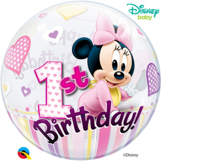 BALAO 22 BUBBLE SIMPLES DN MINNIE MOUSE-1ST BIRTHDAY 12862
