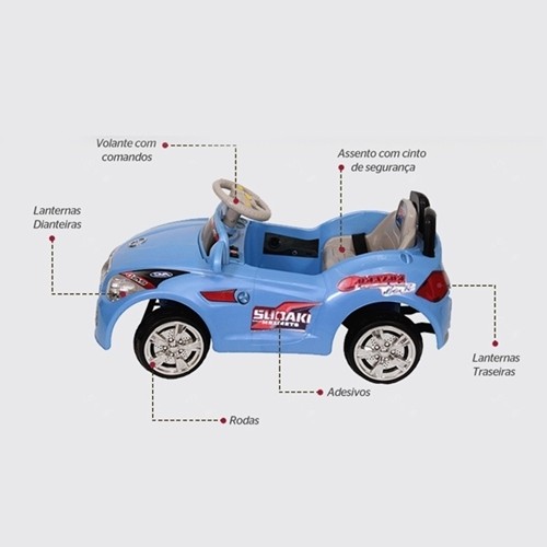 Mini Carro Eletrico 6v  Infantil  - AZUL BW001 IMPORTWAY