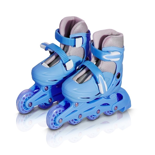 Patins 4 Rodas Roller In Line Azul N.39/42 Com Kit Proteção  BW019AZG Importway