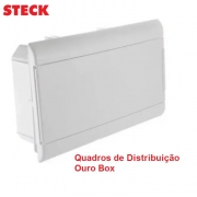 Centrinho Distribuição Steck de Embutir para 16 Disjuntores DIN  Ouro Box Porta Branca
