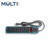 Filtro de Linha Multicraft  Power Line 6 Tomadas Azul Com Voltímetro Digital 10A