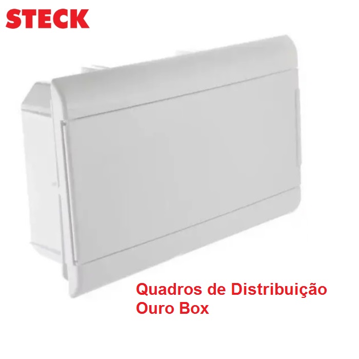 Centrinho Distribuição Steck de Embutir para 12 Disjuntores DIN Ouro Box Porta Branca