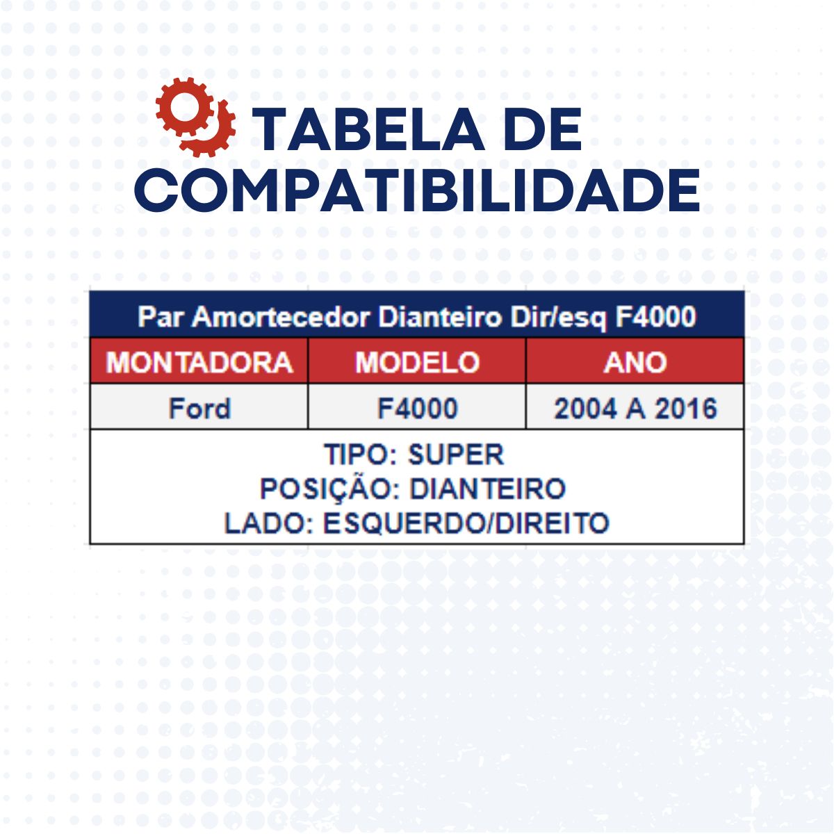 Par Amortecedor Dianteiro Dir/Esq  F4000 2004 a 2016 Super