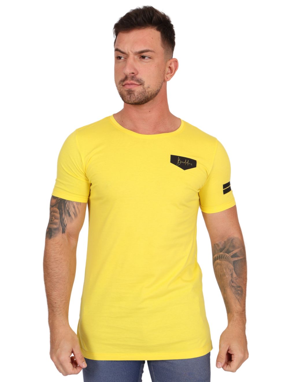 Camiseta Masculina LongLine Amarelo