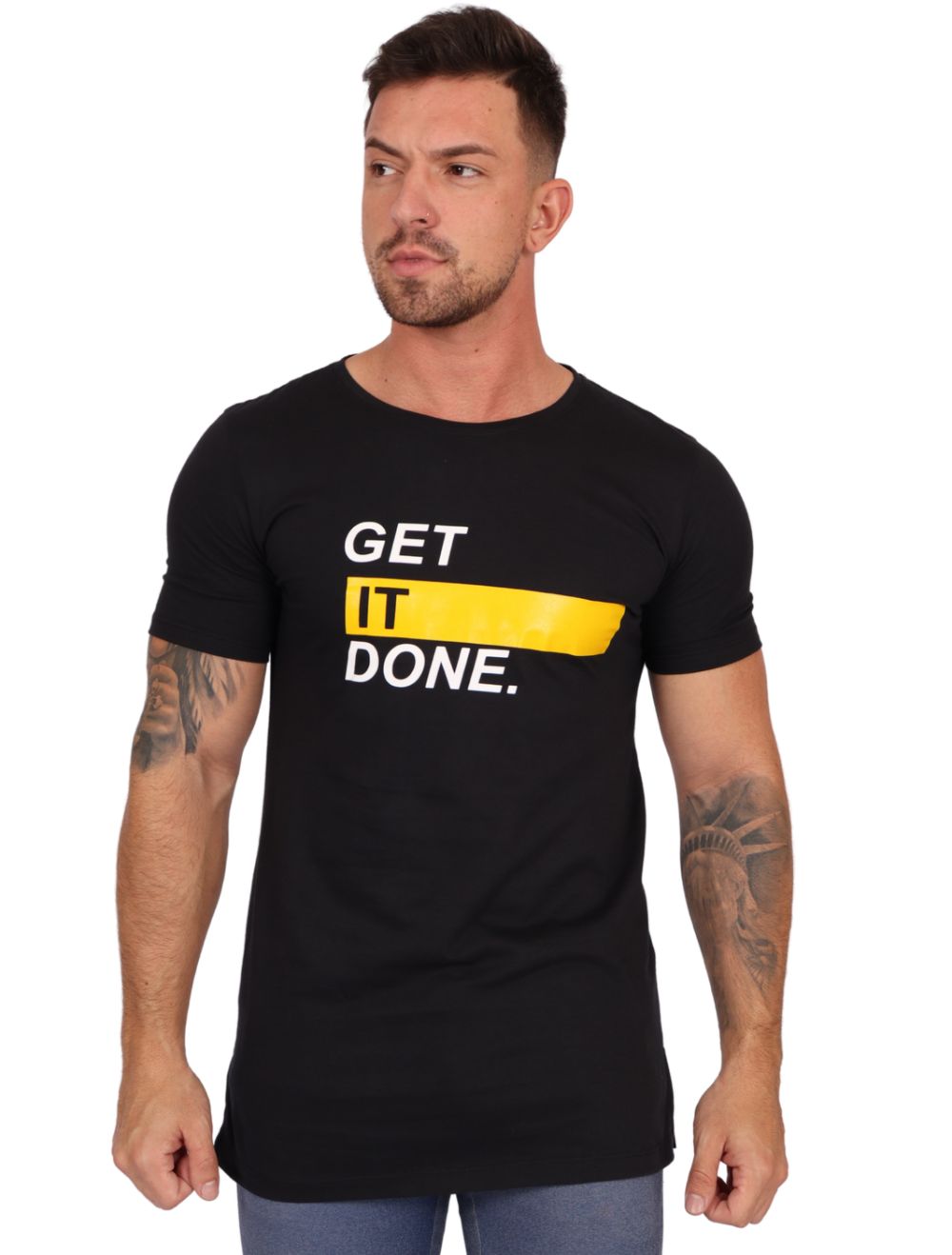 Camiseta Masculina LongLine Preta Get It Done