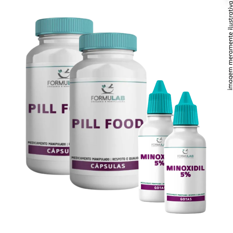 Kit BELEZA - Crescimento Capilar com Minoxidil 5% + Pill Food 60 Cápsulas