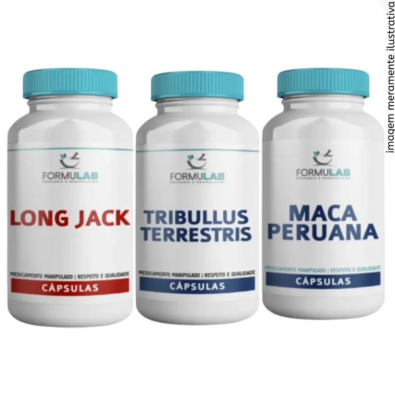Kit DESEMPENHO FÍSICO - Long Jack 400mg + Tribullus Terrestris 500mg + Maca peruana 500mg