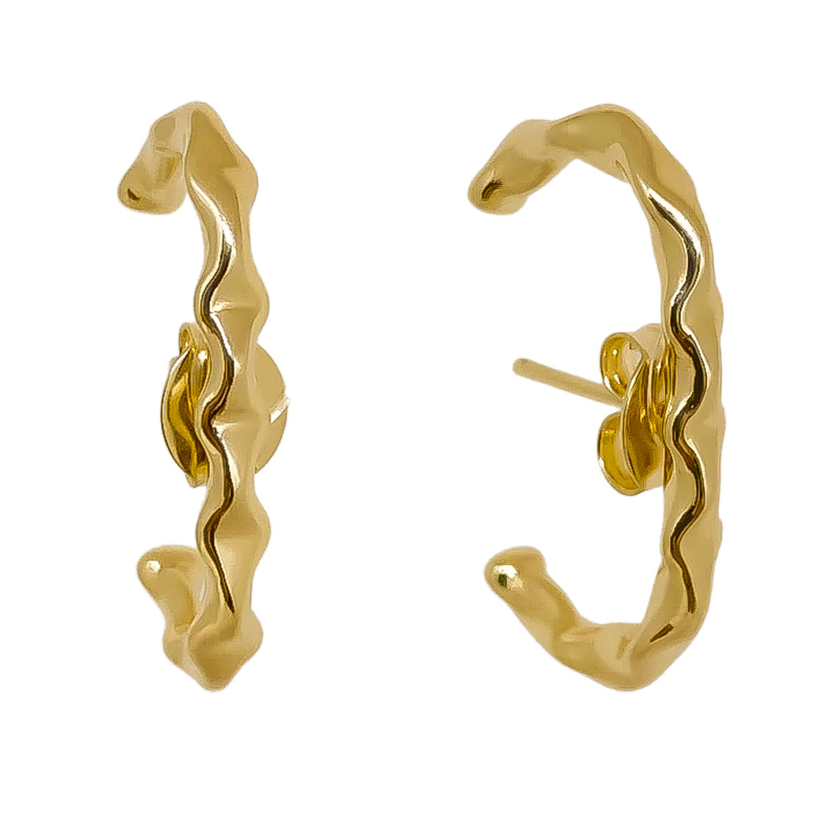 Brinco Earhook Com Detalhado Amassado Folheado Em Ouro
