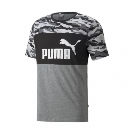 Camisa Puma Cinza/Preto Masculino Ess Camo Tee