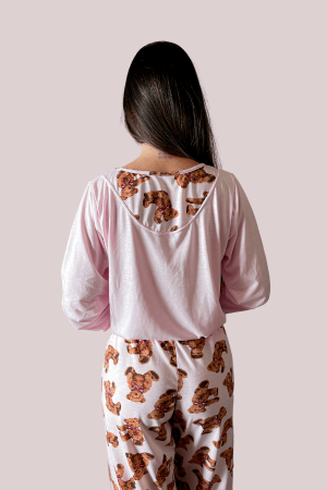 Pijama tradicional inverno - ursinho rosa
