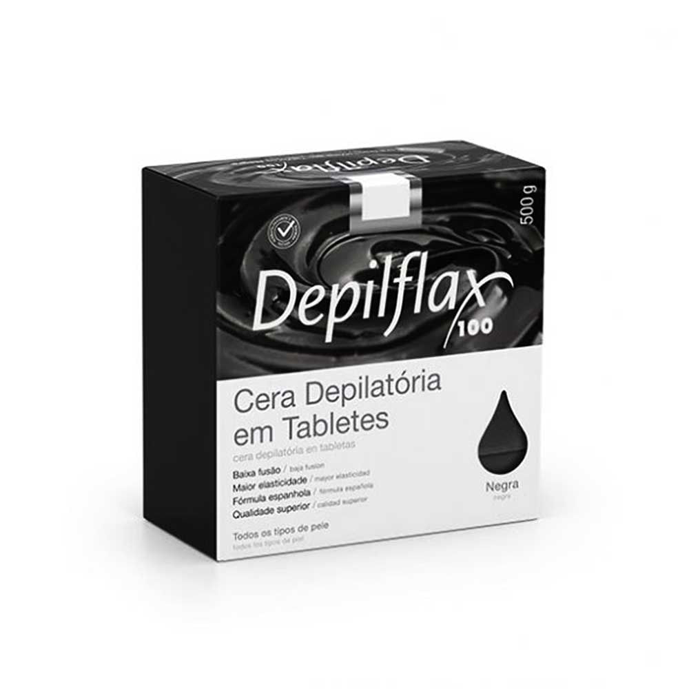 Cera Depilatória Depilflax Tabletes Negra - 500g