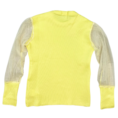 Blusa Amarela Tule em Poliéster - Tam 08 a 12 anos