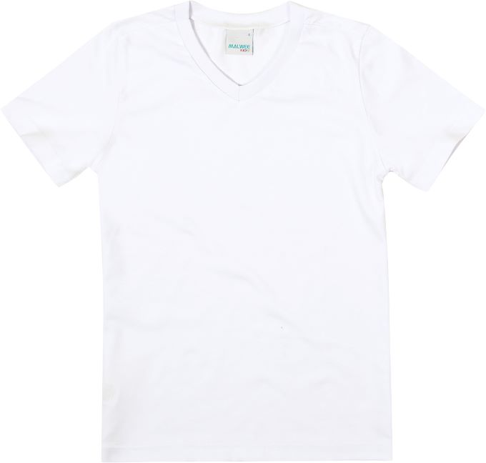Camiseta básica manga curta em algodão gola V - TAM 2 A 18 ANOS