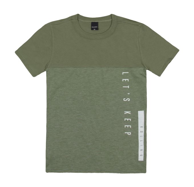Camiseta manga curta verde em algodão - Tam 12 A 18 anos