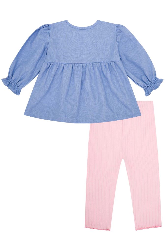 Conjunto infantil menina bata manga longa e legging rosa  51089