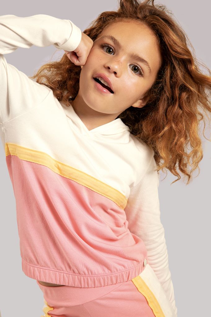 Conjunto infantil menina color com capuz em cotton  10043CJ