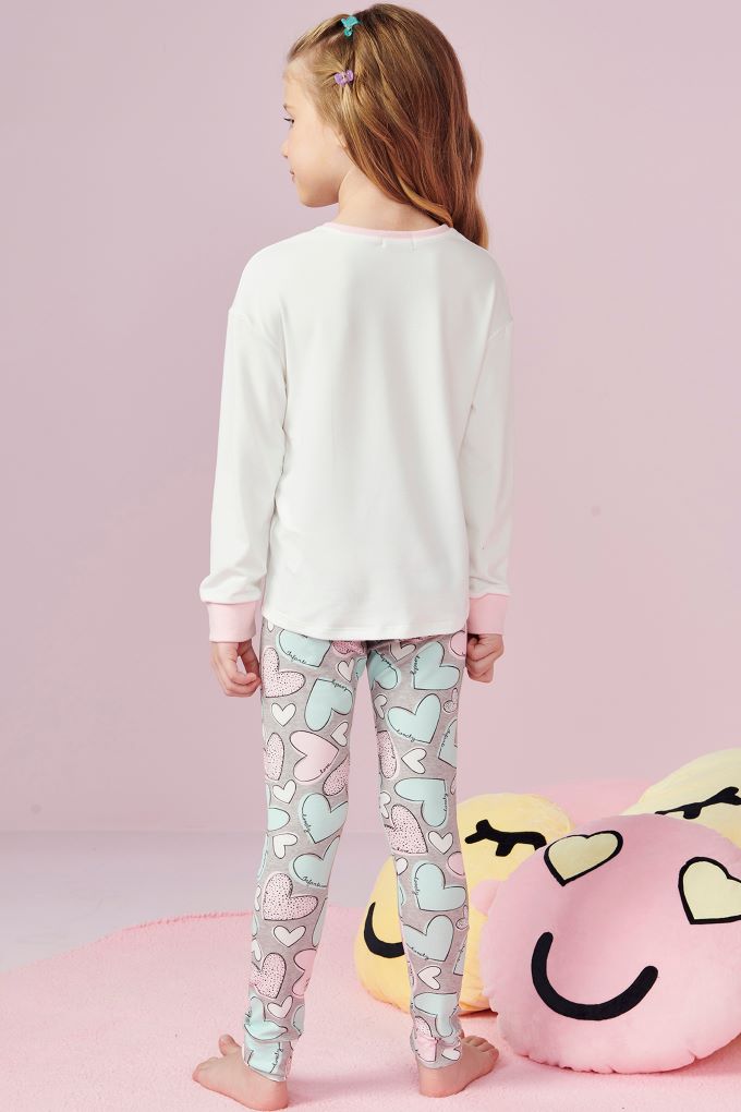 Pijama Infantil blusa manga longa e calça corações - 50957
