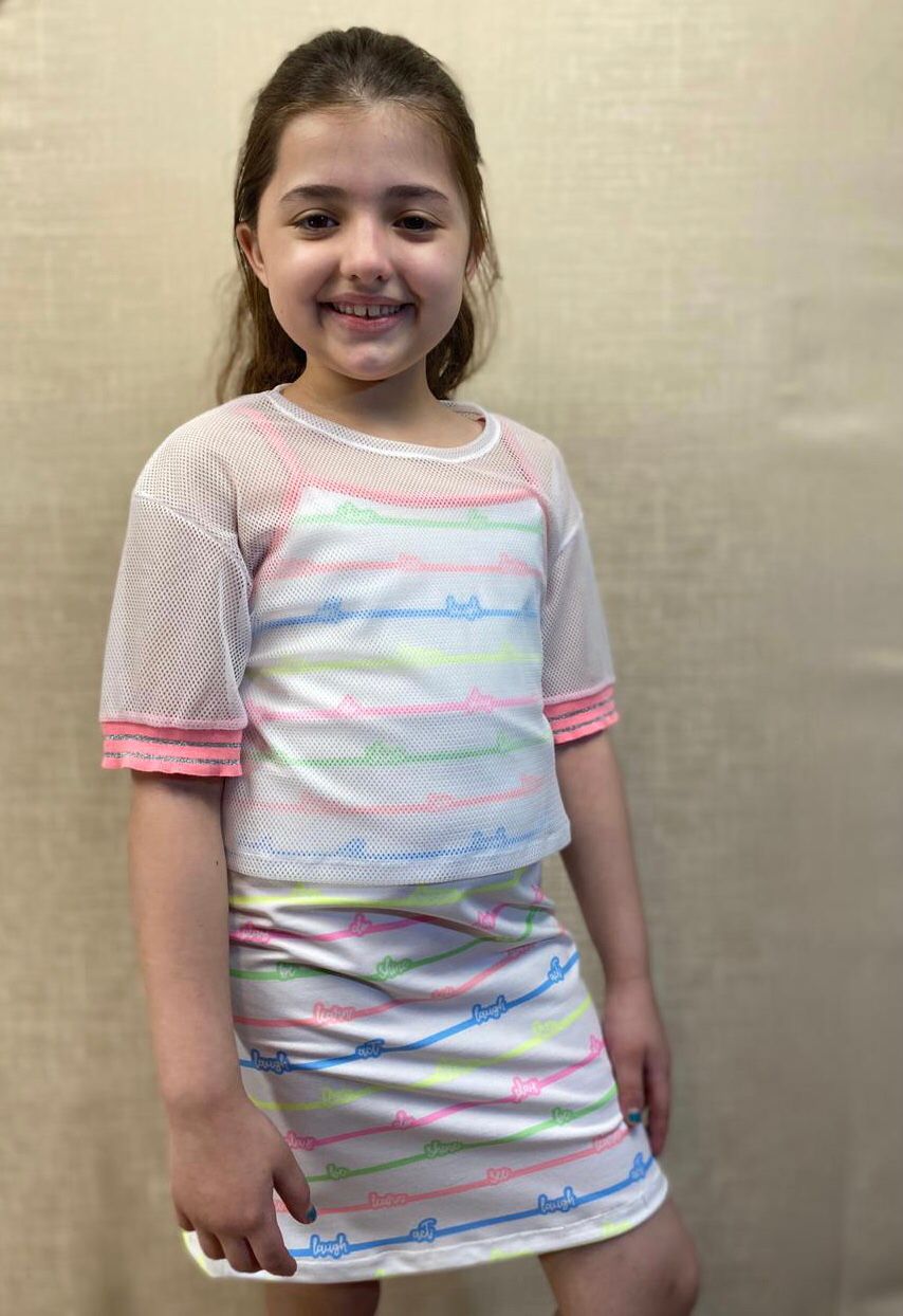 Vestido infantil com sobreposição de blusa em tela - Tam 8 anos