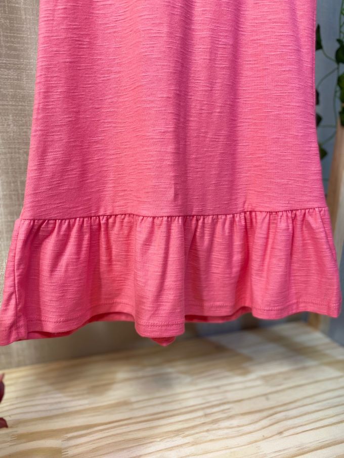 Vestido infantil menina básico rosa gola polo em algodão  Tam 6 a 10 anos
