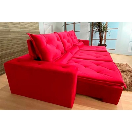 Sofá Retrátil Reclinável 3,20 m Vermelho Modelo Eros/Explendor