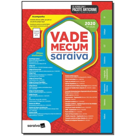 Vade Mecum Saraiva 2020 - Tradicional - 29ª Edição - Atualizado Com o Pacote Anticrime