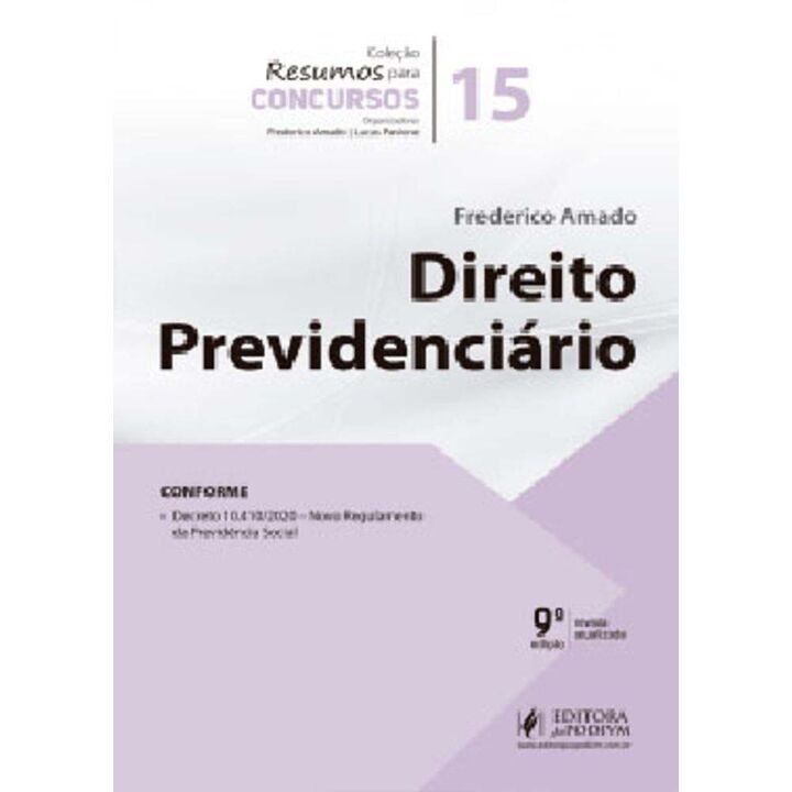 RESUMOS PARA CONCURSOS  V.15  DIREITO PREVIDENCIÁRIO 9Ed/21