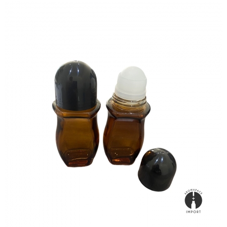 50 Vidro âmbar Rollon 50ml Desodorante com esfera plástica - ATACADO AROMAPACK IMPORT