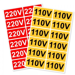 Etiqueta adesiva identificação tomada voltagem 110v e 220v (100 un.)