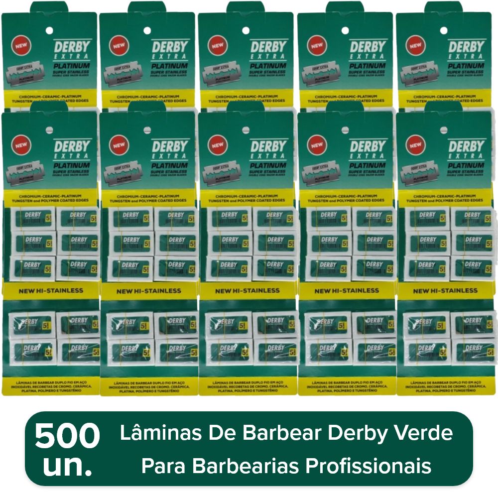10 Cartelas de Lâminas de Barbear Derby Verde Extra 50 Un - Foto 0