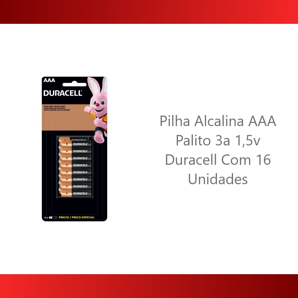 16 Pilhas Alcalina AAA Palito Duracell MN2400B16 1,5v - Foto 4