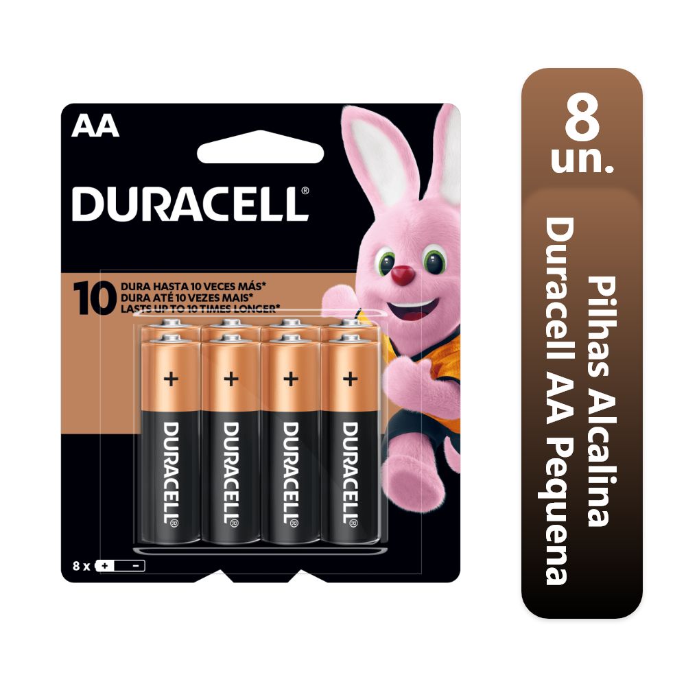8 Pilhas Alcalina Duracell AA Pequena 1,5v MN1500B8 - Foto 0
