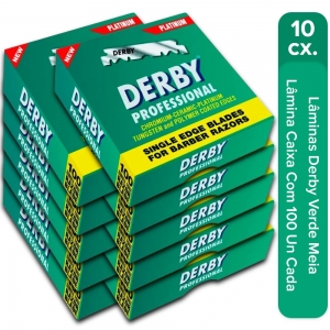 10 Caixas de Lâminas Derby Verde Platinum Profissional 100Un - Foto 0
