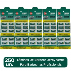 5 Cartelas de Lâminas de Barbear Derby Verde Extra 50 Un - Foto 0