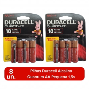 8 Pilhas Duracell Alcalina Quantum AA Pequena Cartela L8P6 - Foto 0