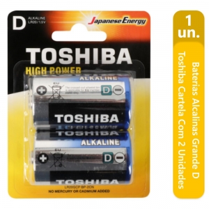 pilhas Alcalinas Grande tipo D Baterias Toshiba Com 2 Un - Foto 0