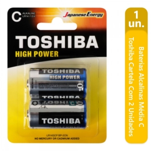 Pilhas Alcalinas Média C Baterias Toshiba Cartela Com 2 UN - Foto 0