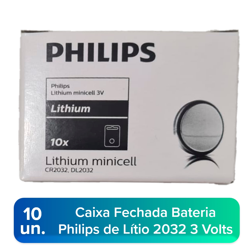 Caixa Fechada com 10 Baterias de Lítio 2032 Philips 3 Volts - Foto 0