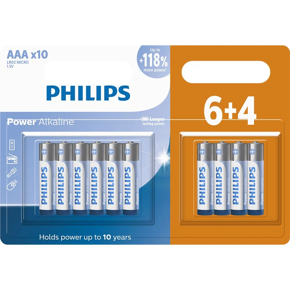 Kit de Pilhas Alcalinas Philips 10 AA Pequena + 10 AA Palito - Foto 2