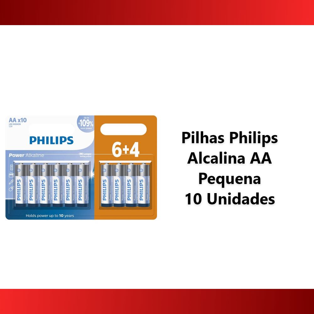 Pilhas Alcalinas Philips AA Pequena Cartela Com 10 Unidades - Foto 4