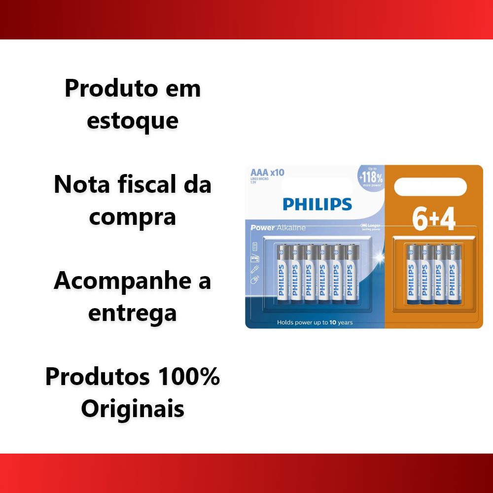 Pilhas Alcalinas Philips AAA Palito Cartela Com 10 Unidades - Foto 3