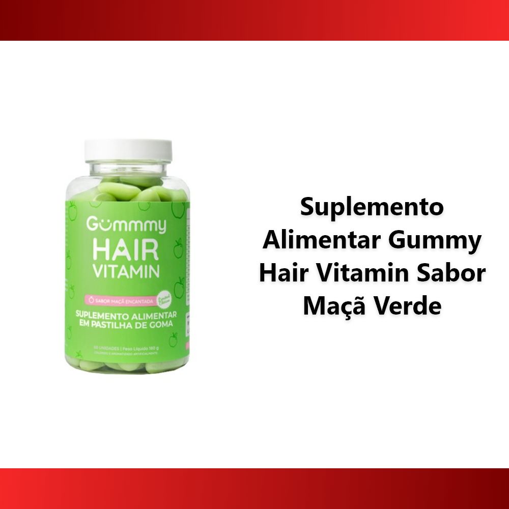 Suplemento Alimentar Gummy Hair Vitamin Sabor Maçã Verde 180g - Foto 4