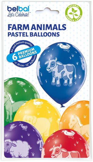 Balão de Látex 11" Animais da Fazenda