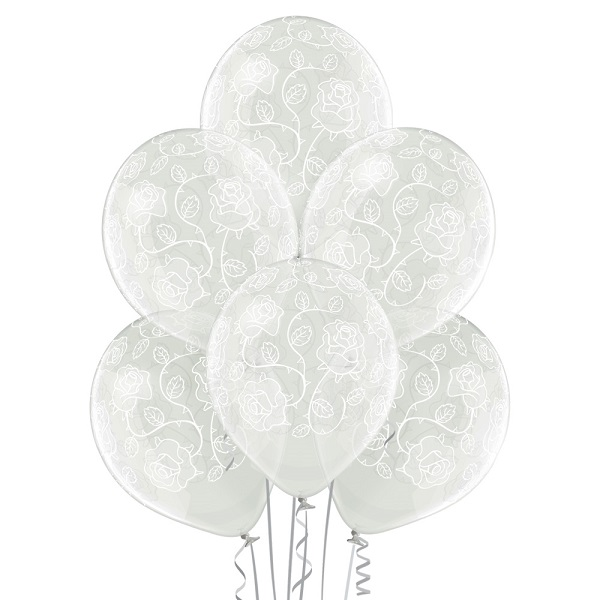 Balão de Látex 11" Rosas Cristal Transparente