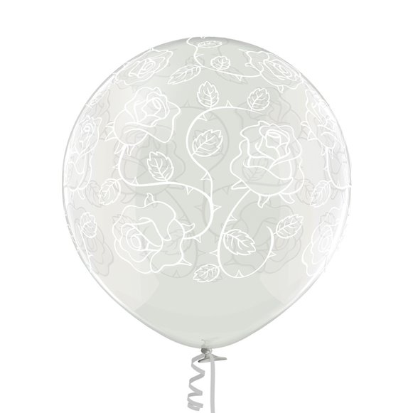 Balão de Látex 24" Rosas Cristal Transparente