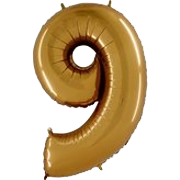 Balão Metalizado 14" Número 9 Dourado
