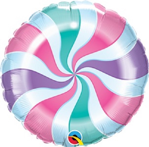 Balão Metalizado 18" Pirulito Espiral Doce Pastel