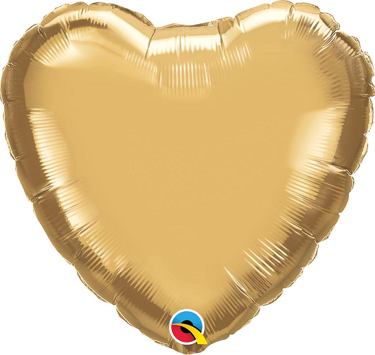 Balão Metalizado Coração Chrome Ouro 18"